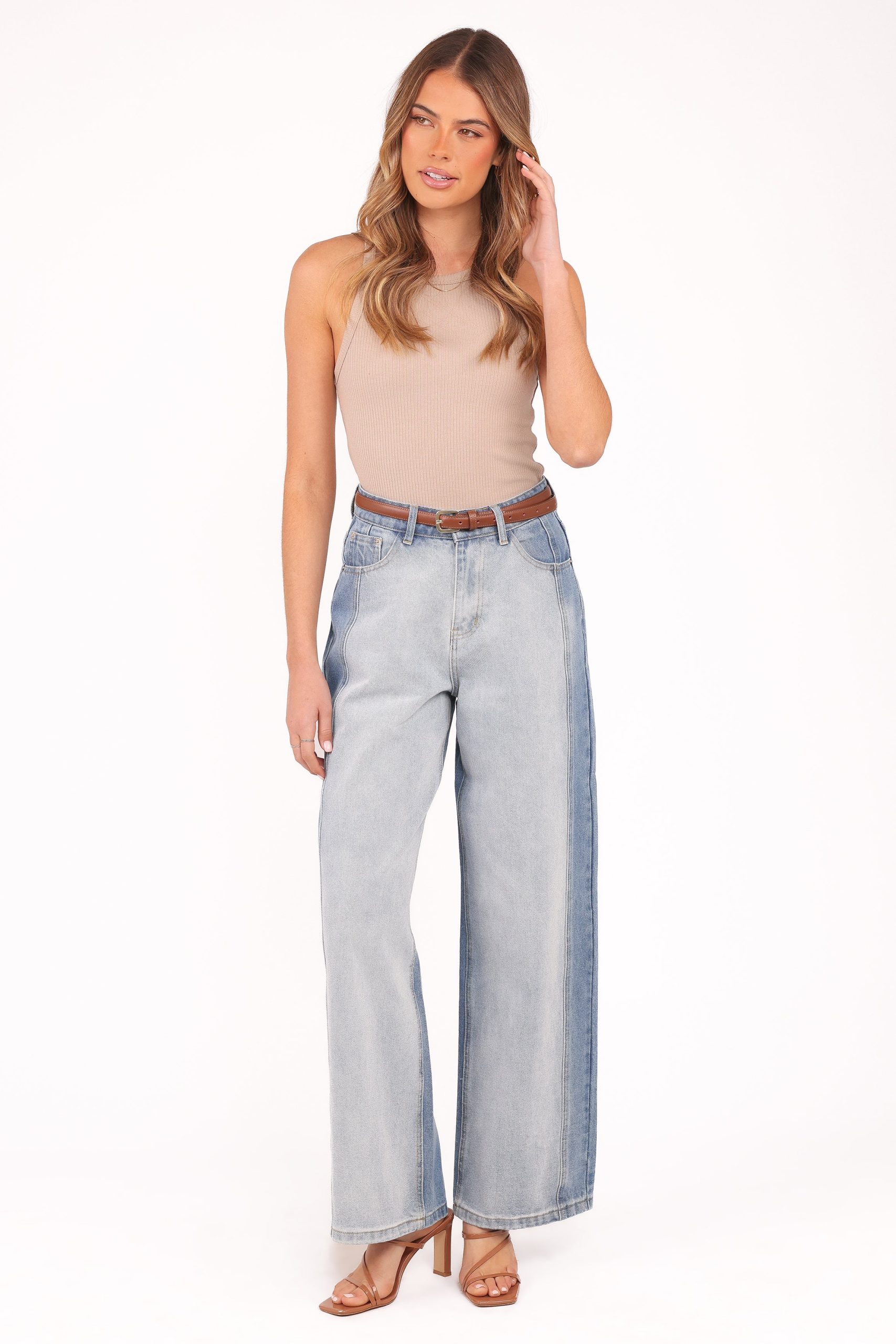 Yuri Wide Leg Jeans - Two Tone Blue - Image 2