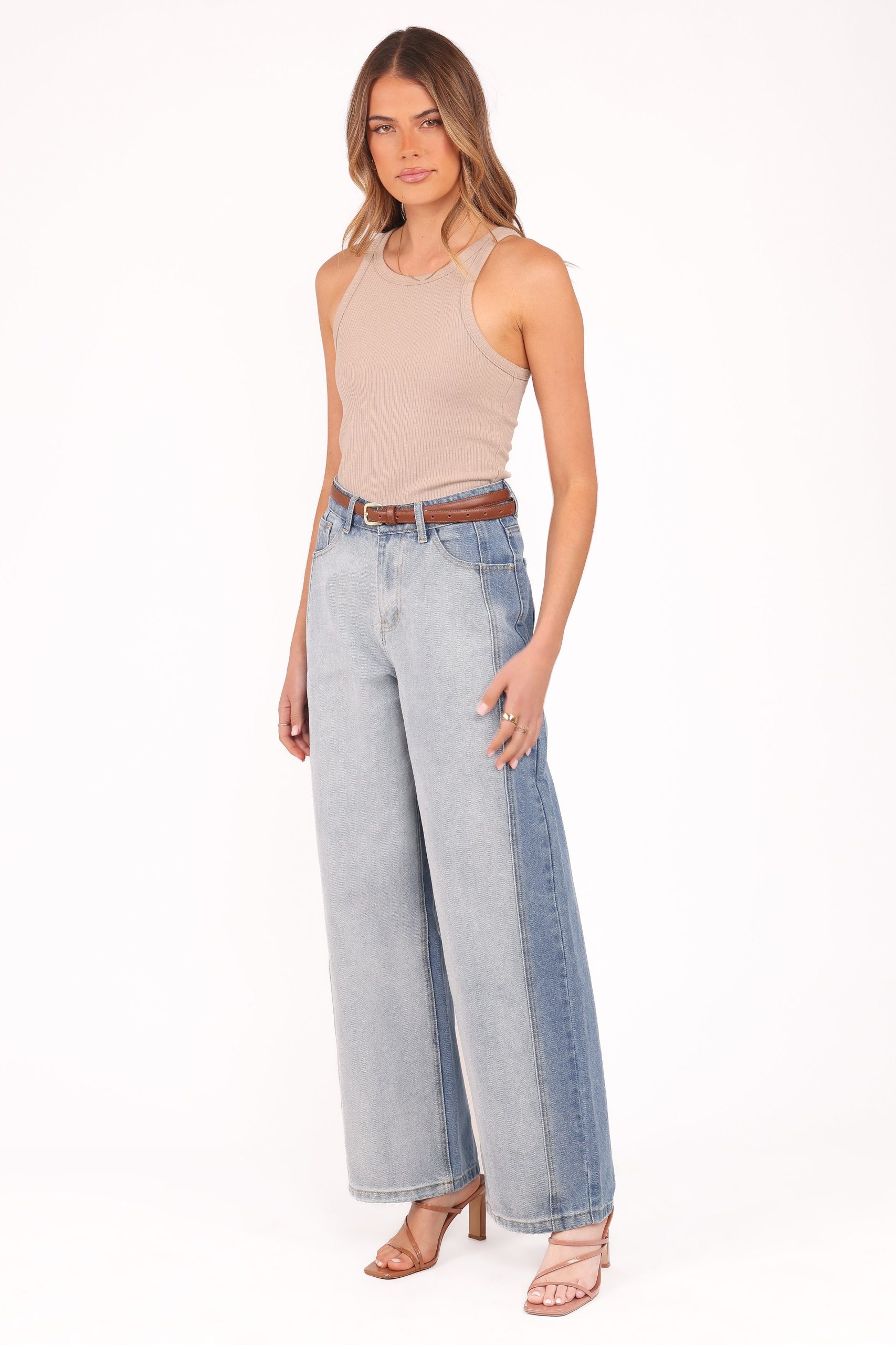 Yuri Wide Leg Jeans - Two Tone Blue - Image 4