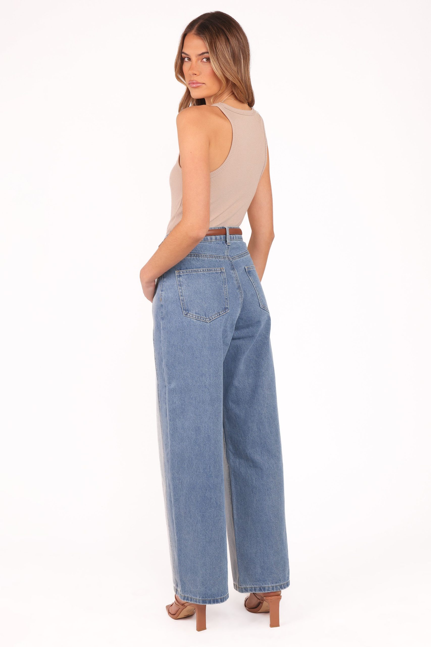 Yuri Wide Leg Jeans - Two Tone Blue - Image 5