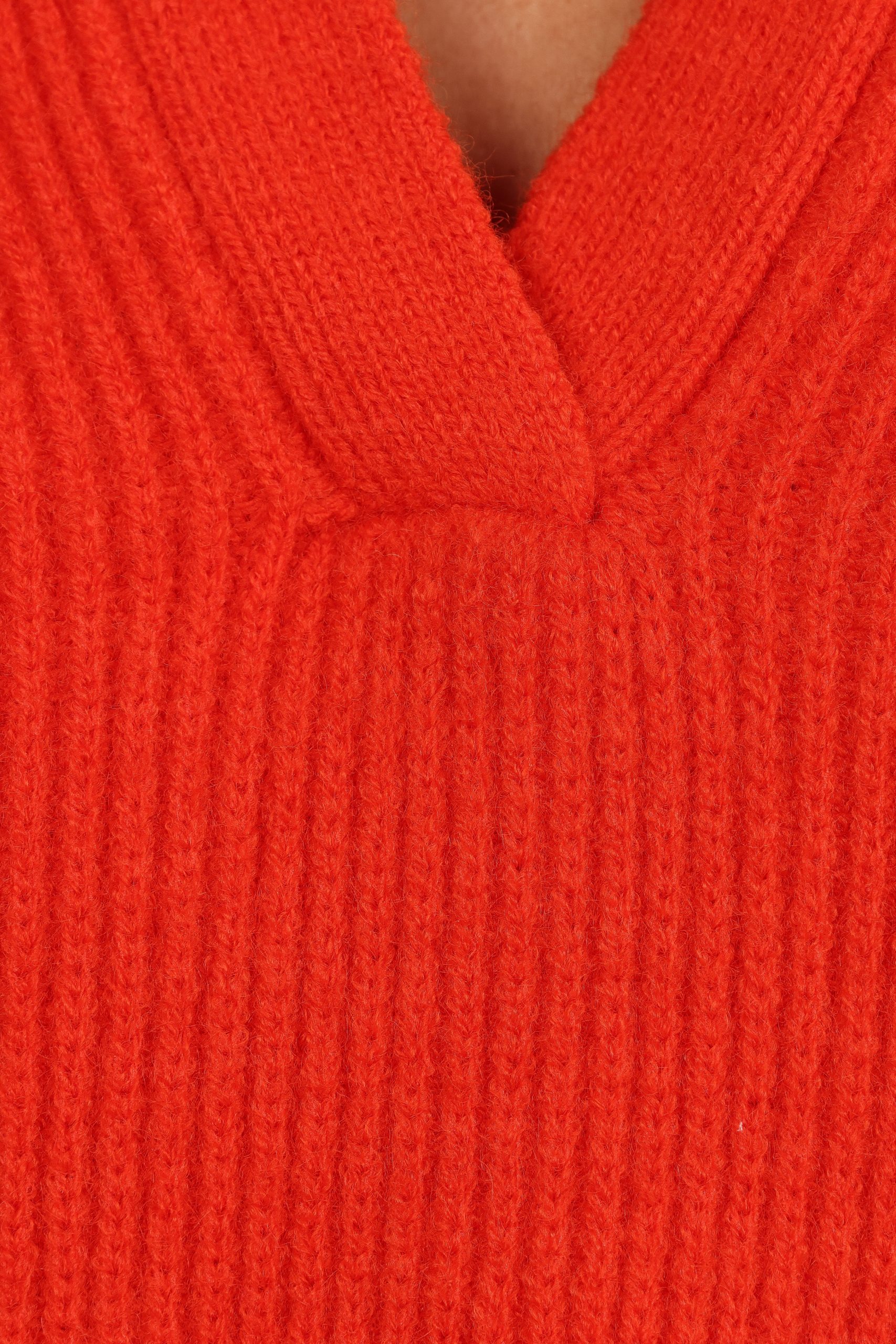 Zala Vneck Collar Knit Sweater - Red - Image 7