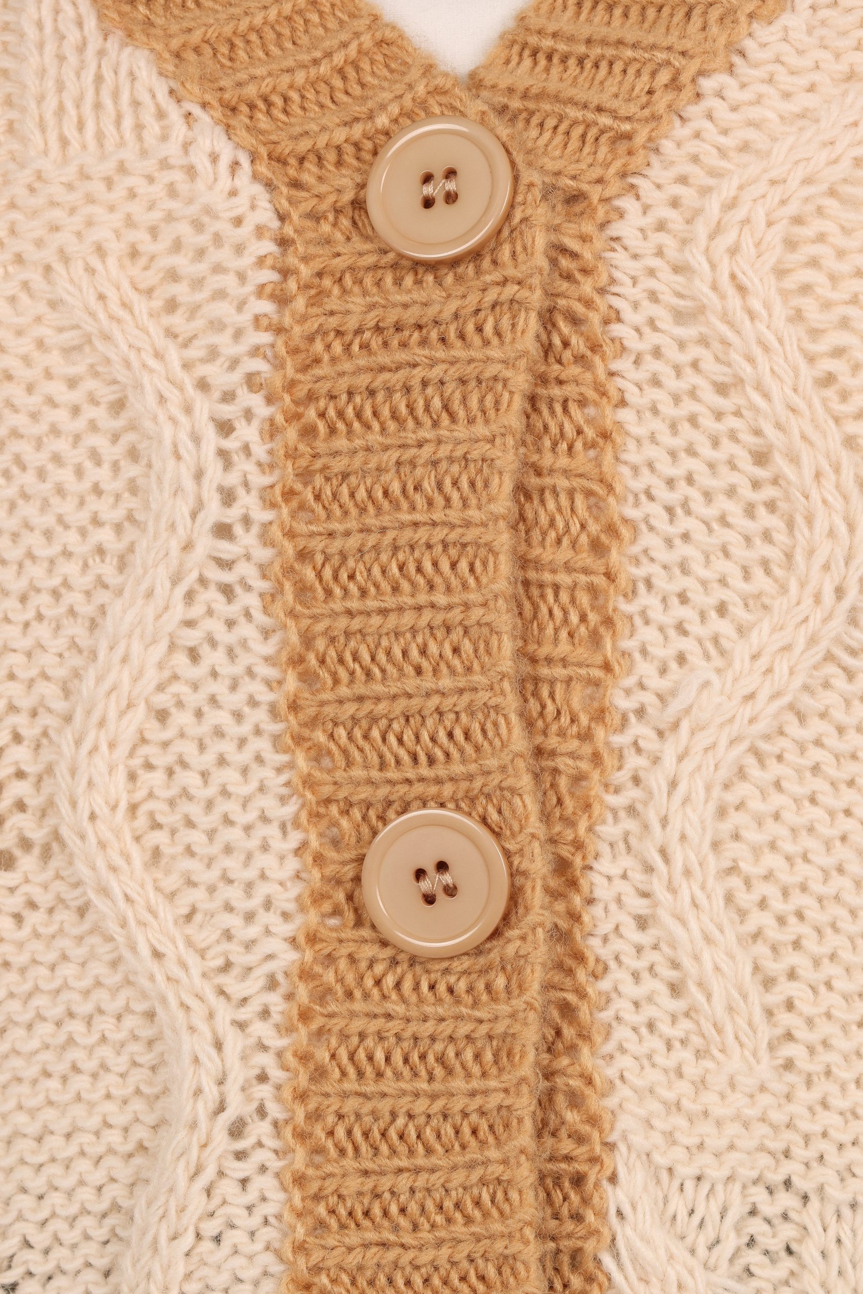 Zina Contrast Cardigan - Tan - Image 7