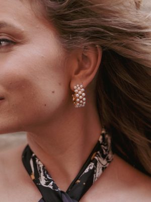 Ziva Earrings - Gold Pearl