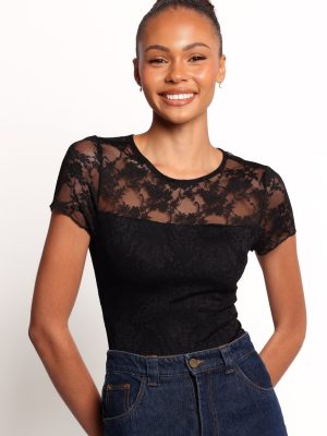 Ziva Lace Overlay Bodysuit - Black