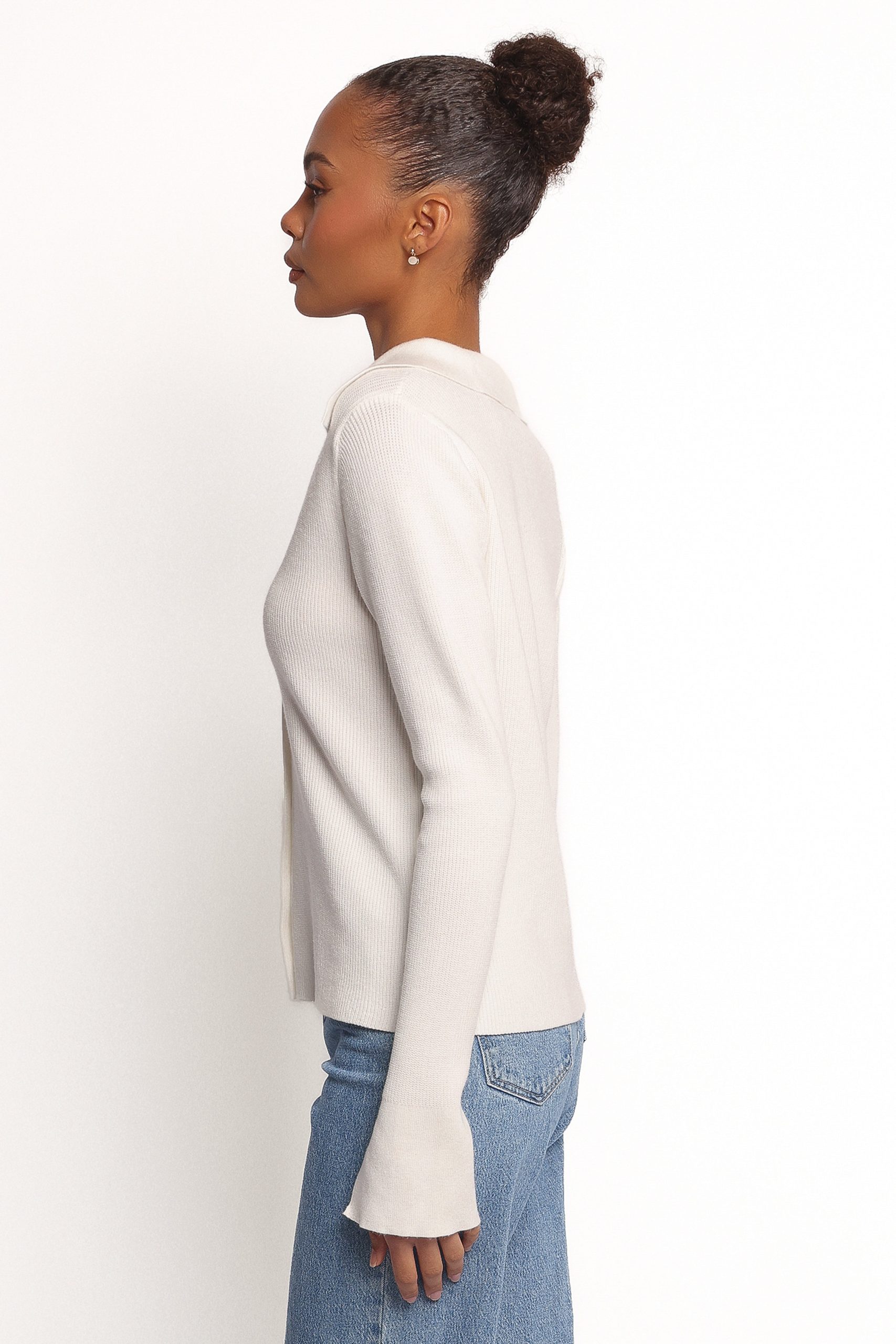 Zocco Long Sleeve Knit Top - Cream - Image 5
