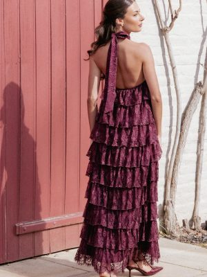 Zoella Maxi Dress - Cherry Lace