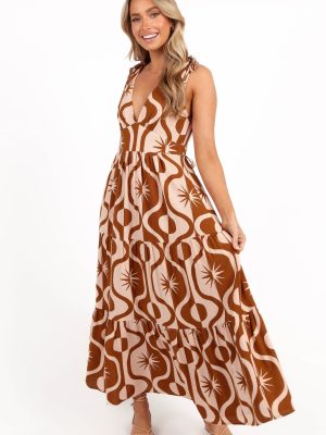 Zora Maxi Dress - Tan Print