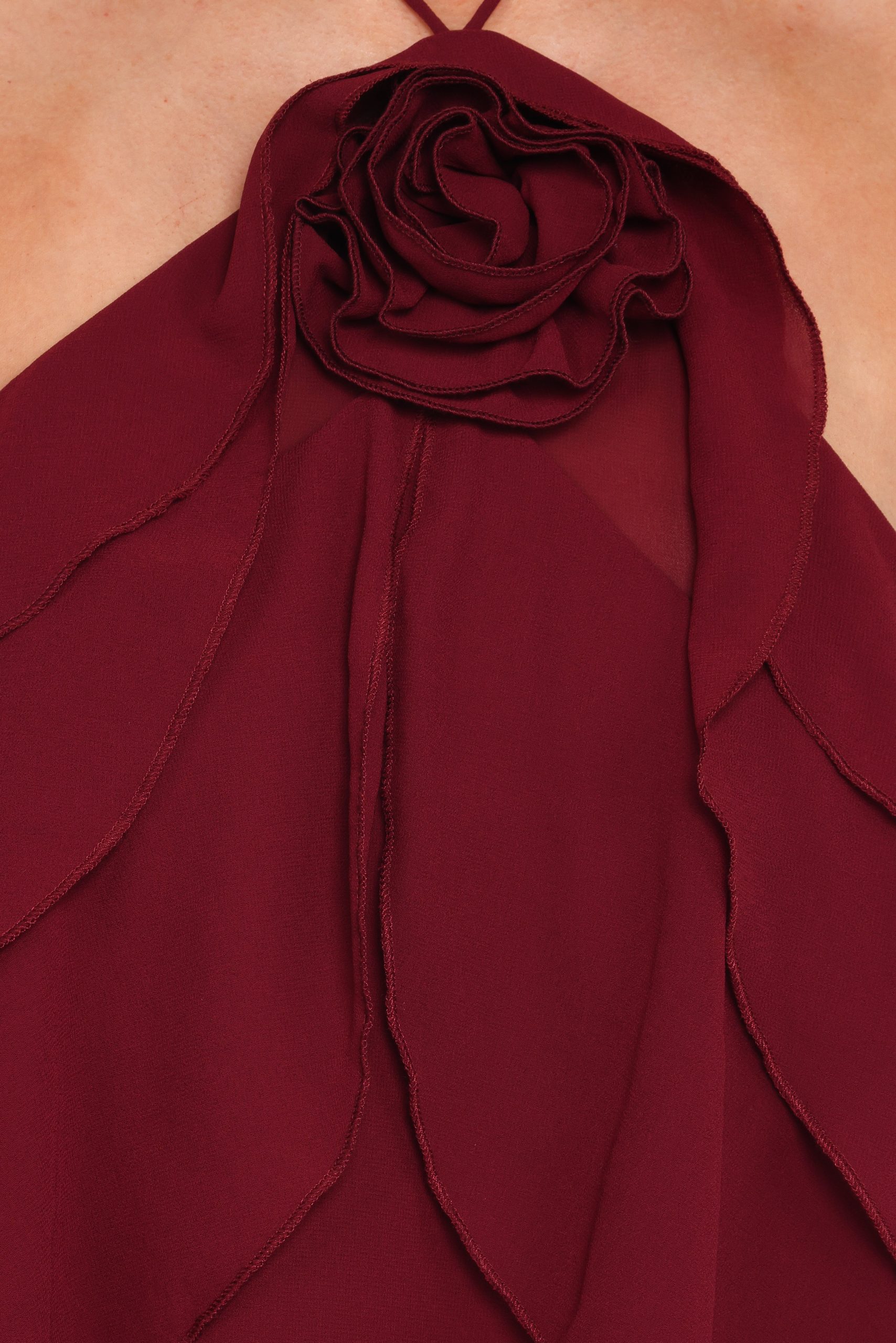 Zorina Halter Neck Chiffon Top - Burgundy - Image 7