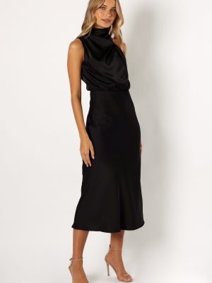 Anabelle Halter Neck Midi Dress - Black