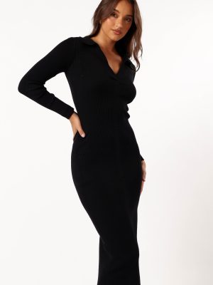 Collins Long Sleeve Midi Dress - Black