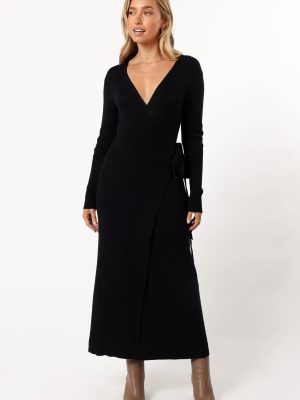 Kellan Wrap Midi Dress - Black