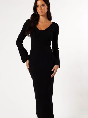 Lina Long Sleeve Midi Dress - Black