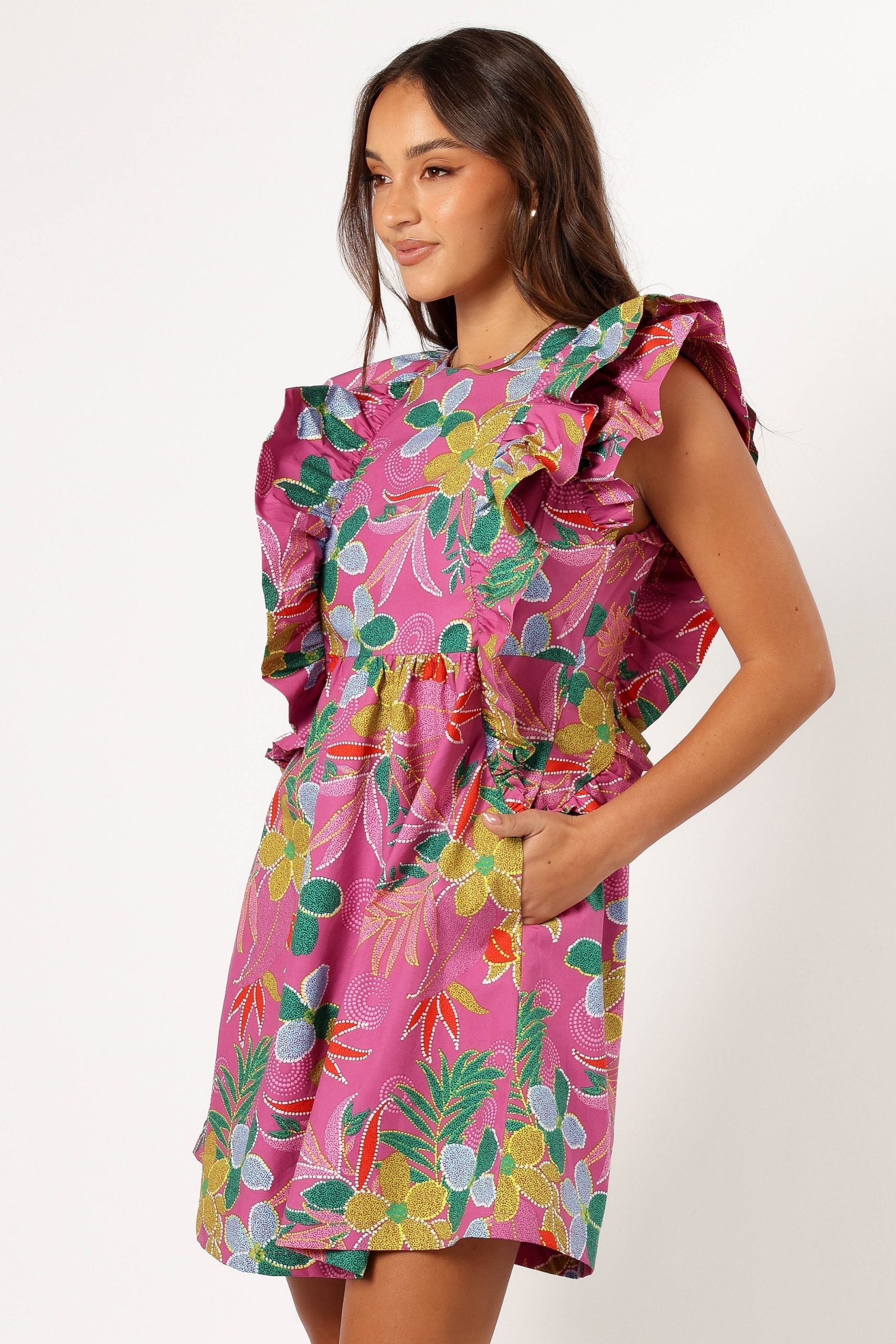 Odin Ruffle Mini Dress - Pearly Purple - Image 3