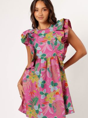 Odin Ruffle Mini Dress - Pearly Purple