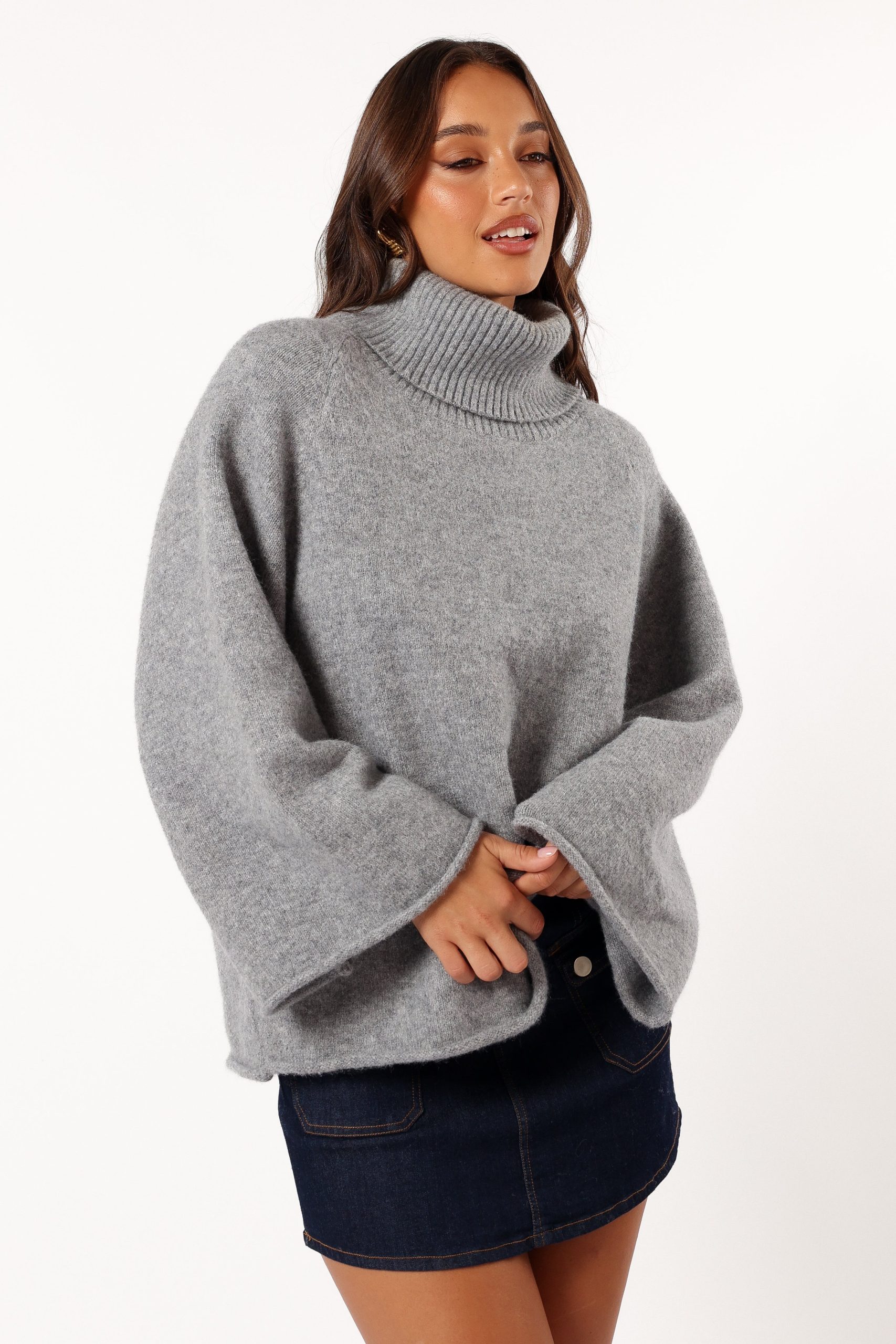 Bindy Cowlneck Knit Sweater - Grey Marle - Image 6
