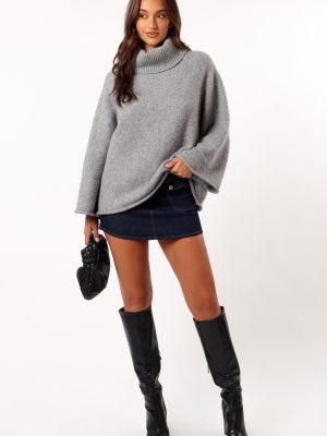 Bindy Cowlneck Knit Sweater - Grey Marle