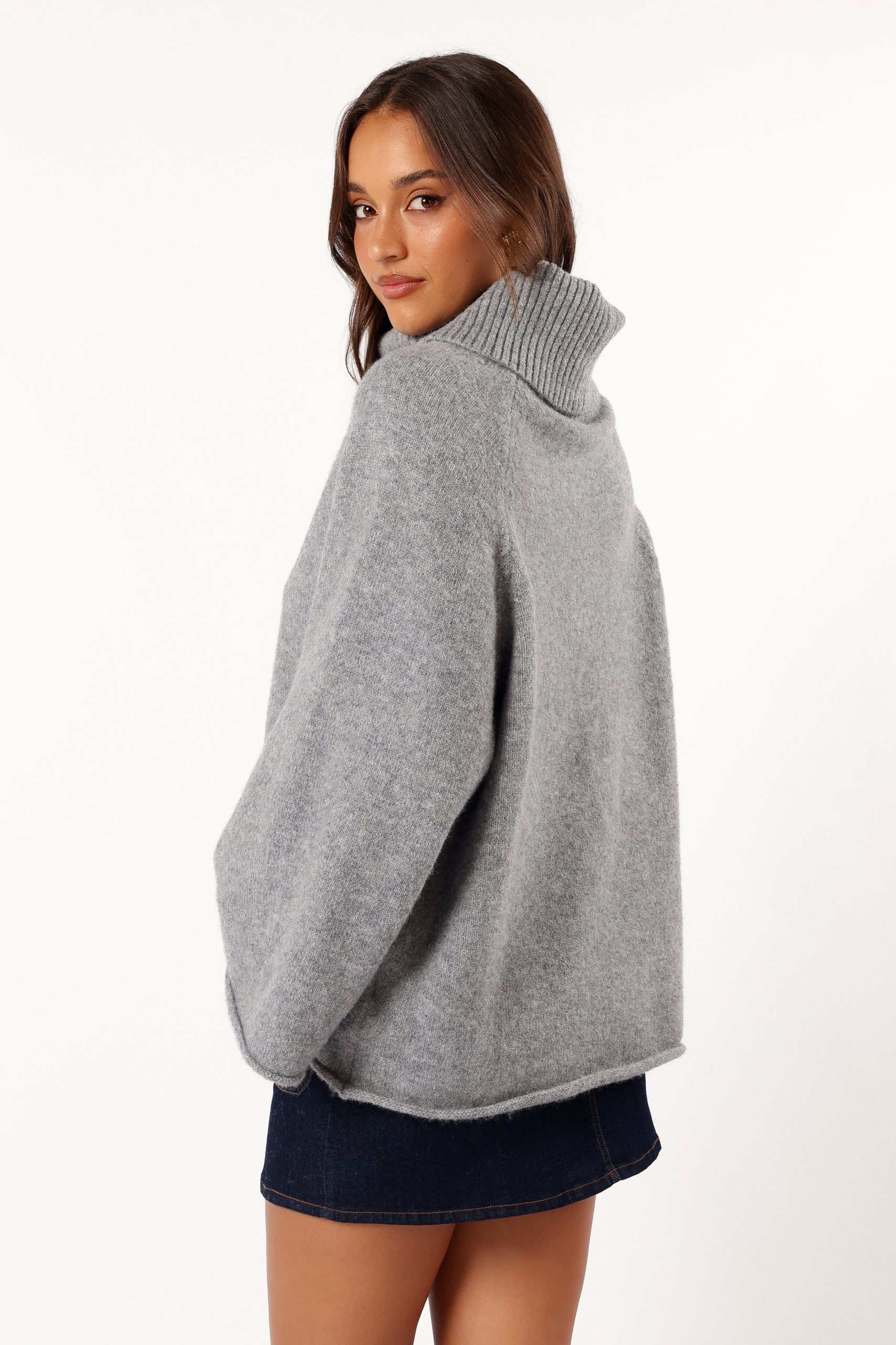 Bindy Cowlneck Knit Sweater - Grey Marle - Image 5
