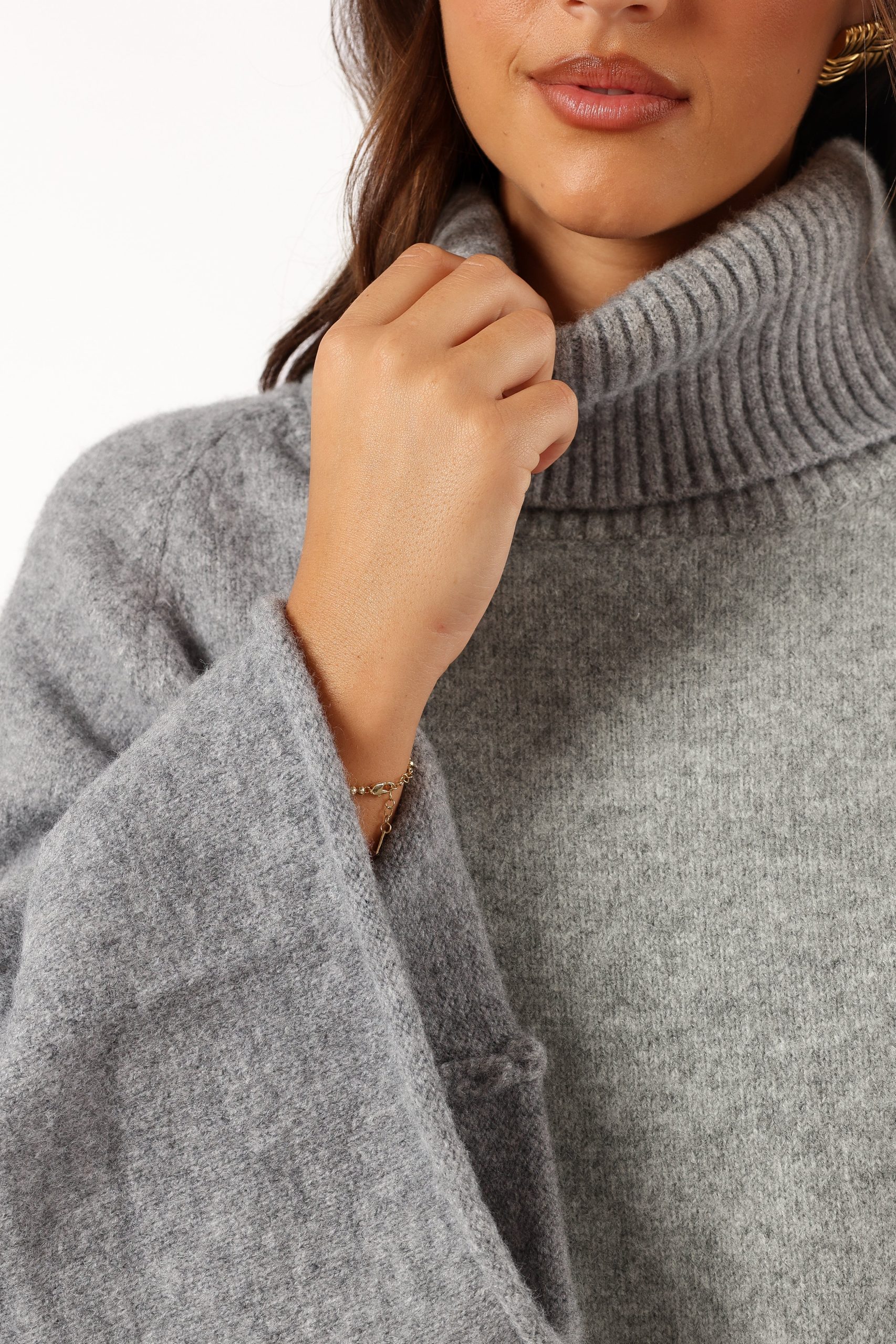 Bindy Cowlneck Knit Sweater - Grey Marle - Image 8