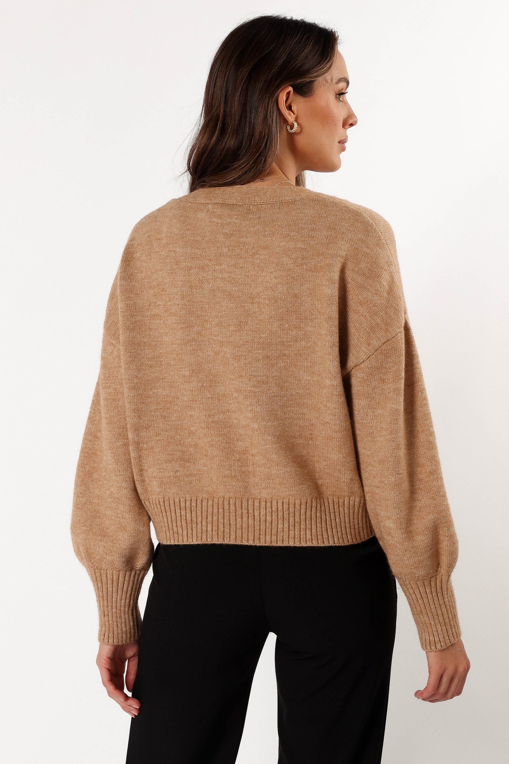 Isabel Button Front Cardigan - Beige - Image 7