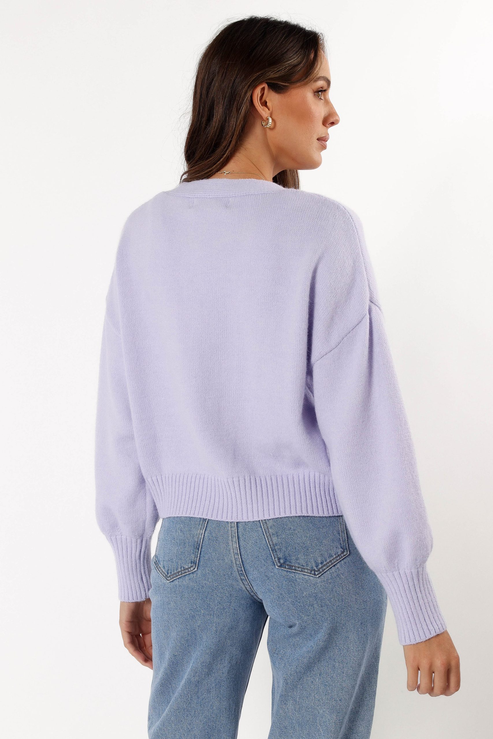 Isabel Button Front Cardigan - Lilac - Image 8