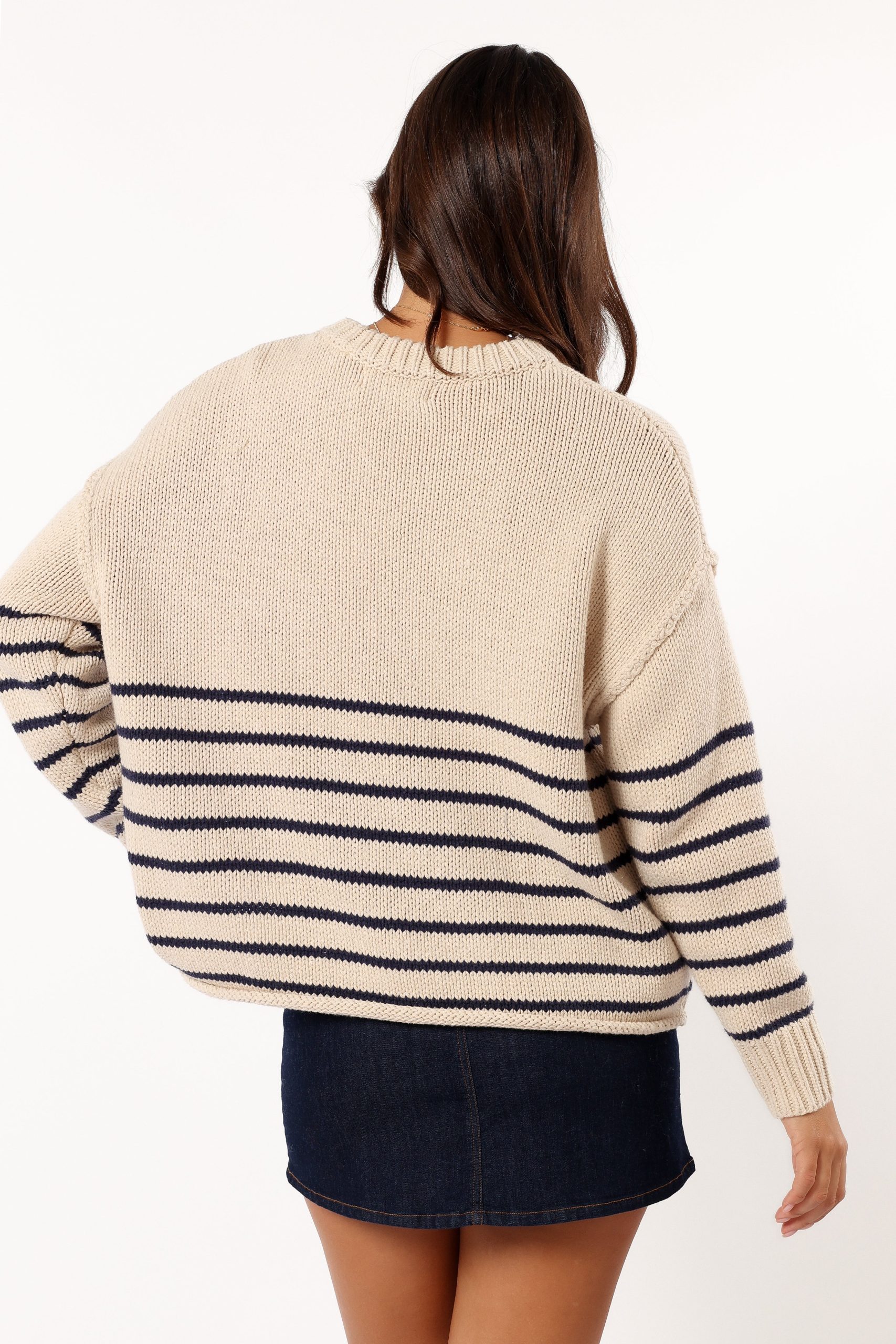 Tenzie Stripe Knit Sweater - Natural Navy - Image 3