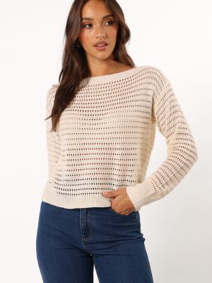 Tricia Open Weave Knit Sweater - Cream