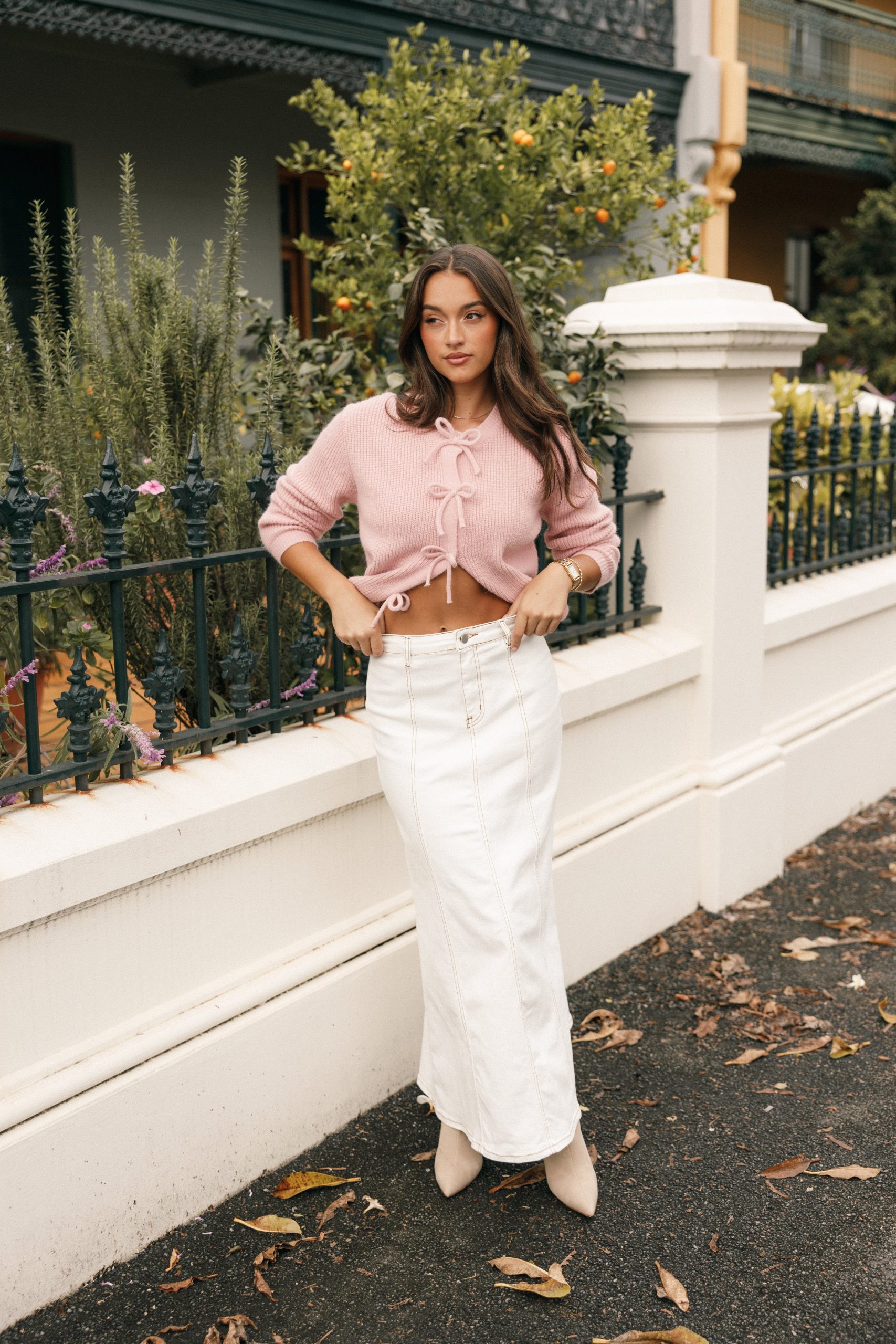 Wilde Bow Front Cardigan - Blush - Image 2