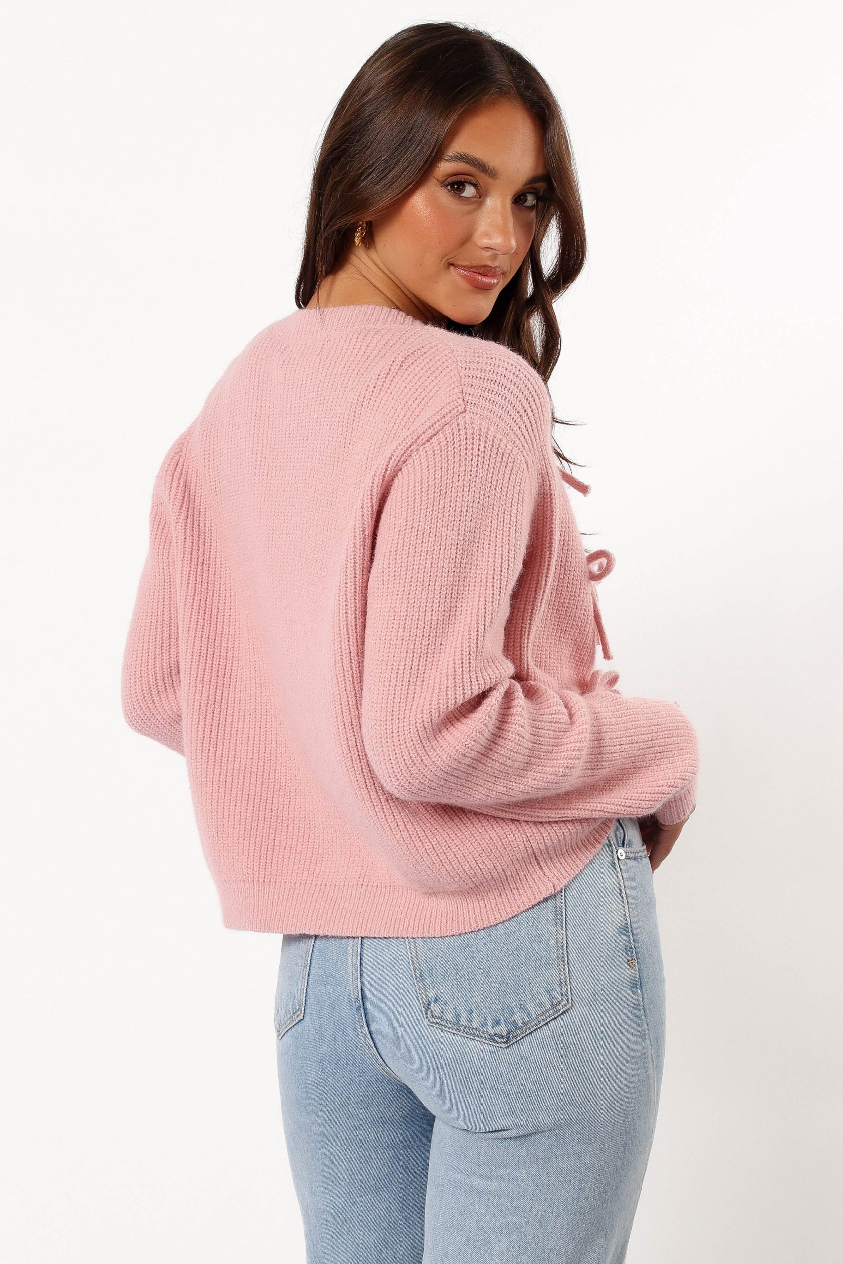 Wilde Bow Front Cardigan - Blush - Image 7