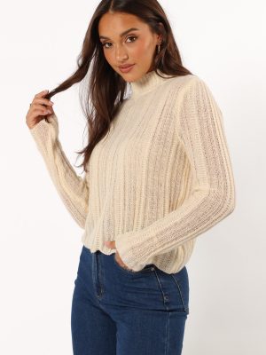 Wynford Scallop Edge Knit Sweater - Cream