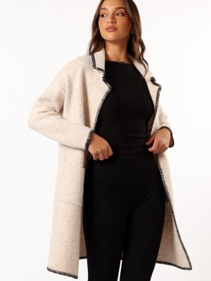 Oaklynn Contrast Stitch Coatigan - Oat