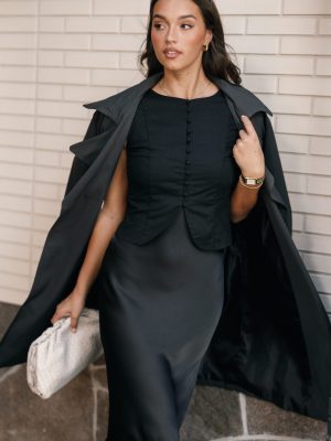 Daniella Linen Vest - Black