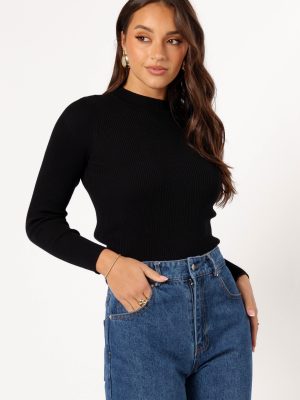 Tammy Ribbed Knit Top - Black