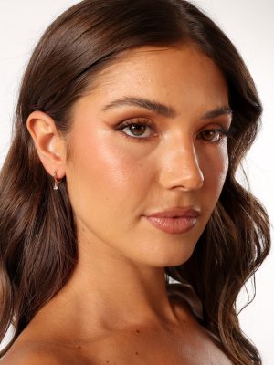 Adley Hoop Rhinestone Earrings - Gold