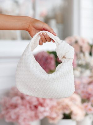 Alma Woven Shoulder Bag - White