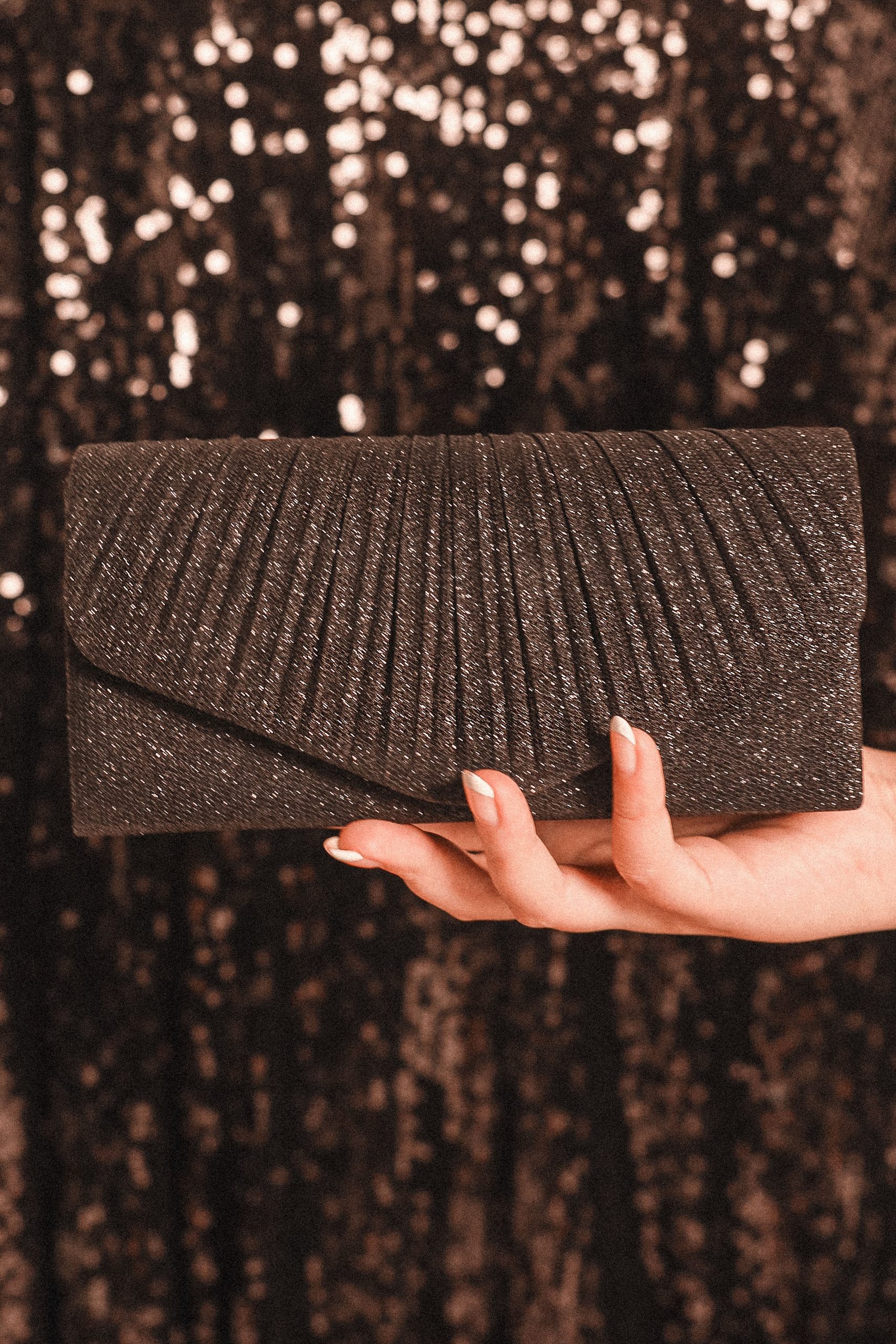 Audrina Clutch - Black Sparkle - Image 2