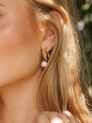Bernyce Hoop Pear Earrings - Gold
