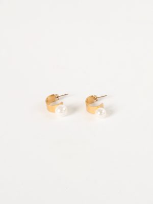 Callie Pearl Hoop Earrings - Gold