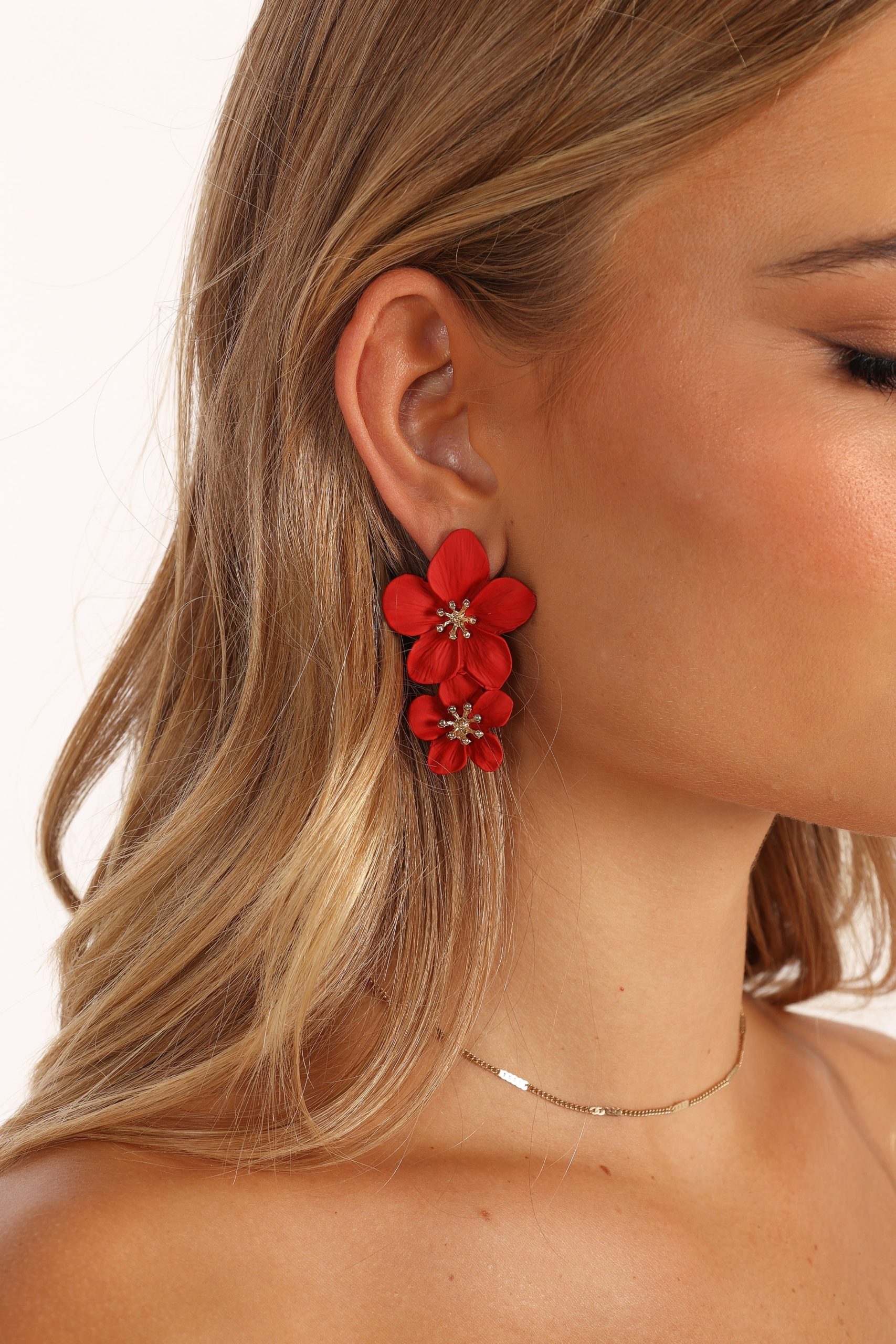 Claret Statement Earrings - Red - Image 2