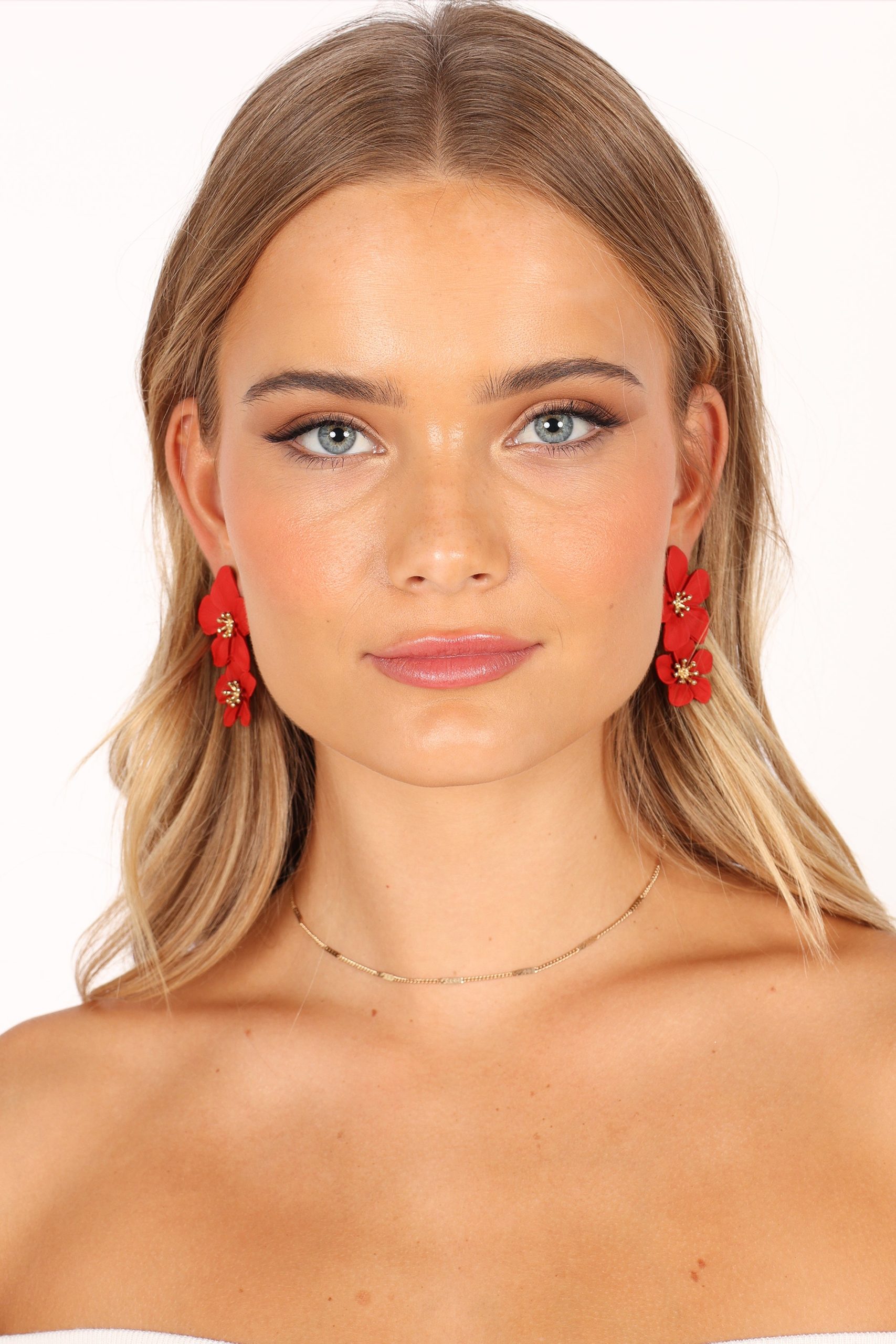 Claret Statement Earrings - Red - Image 3