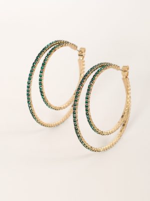 Dancer Double Hoop Earrings - Green