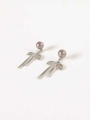 Elena Bow Earrings - Silver