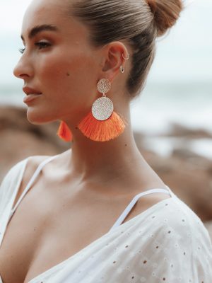 Eloise Tassel Earrings - Gold/Orange