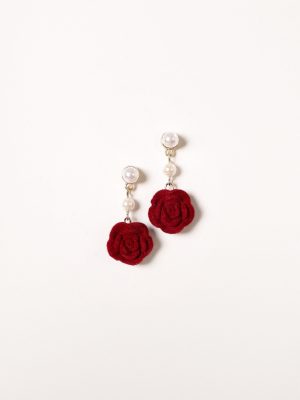 Gema Rose Earrings - Gold Red
