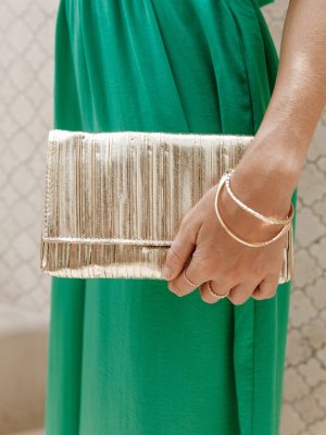 Gemma Ruched Clutch - Gold