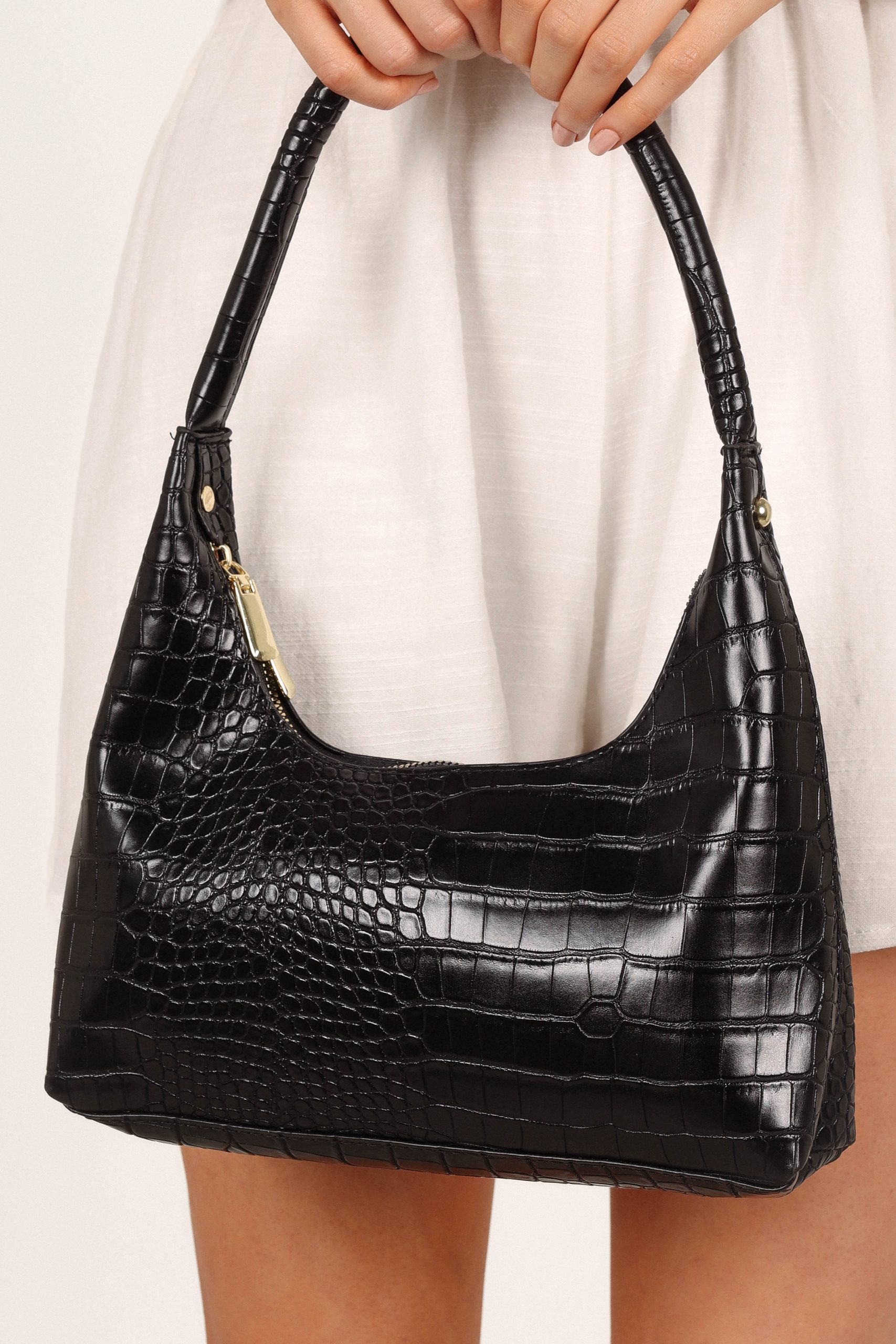 Hunter Shoulder Bag - Black Croc - Image 2
