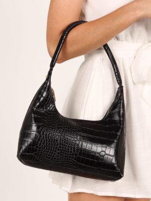 Hunter Shoulder Bag - Black Croc