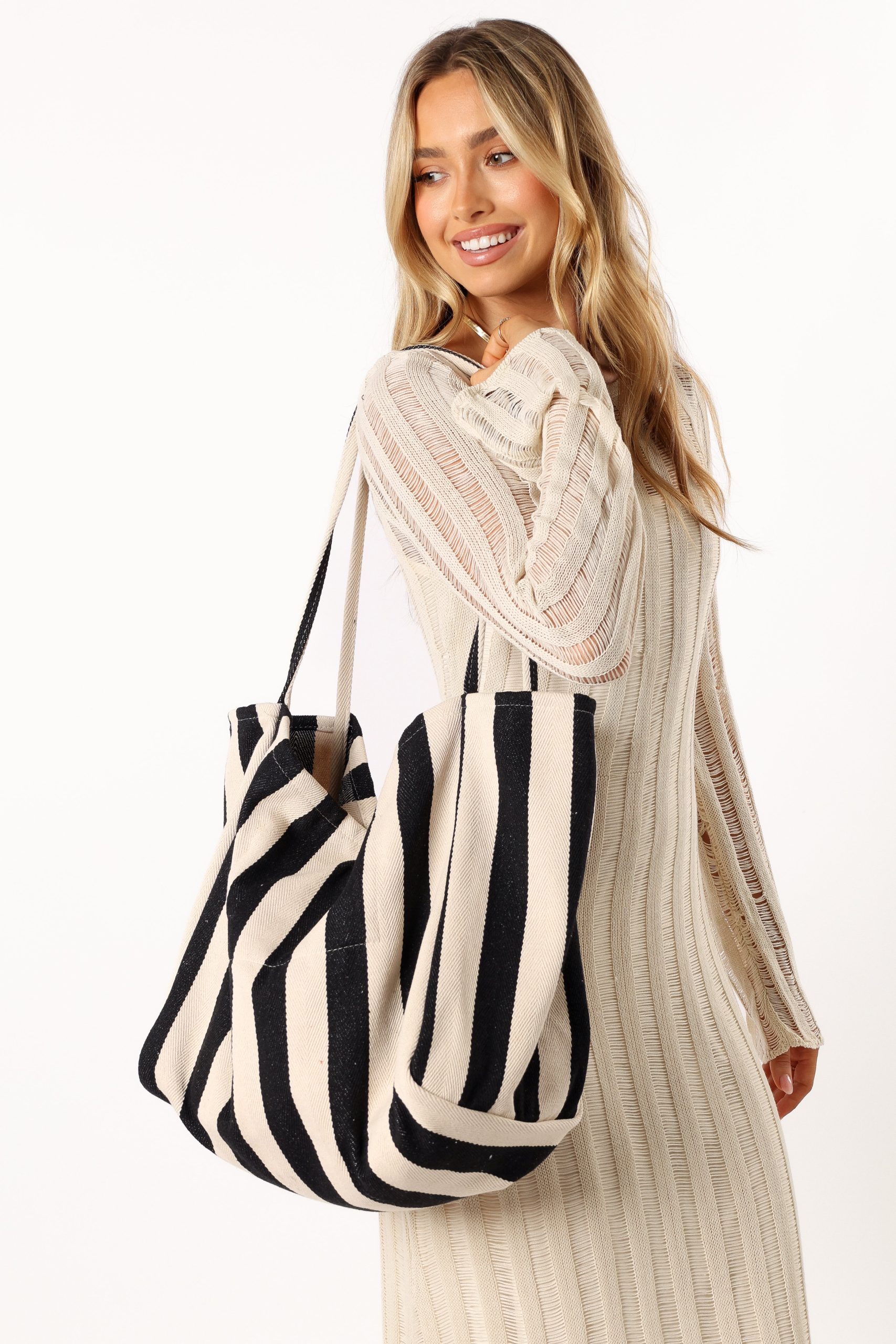 Lydia Beach Bag - Black Stripe - Image 4