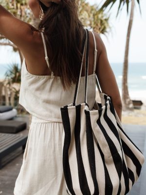 Lydia Beach Bag - Black Stripe