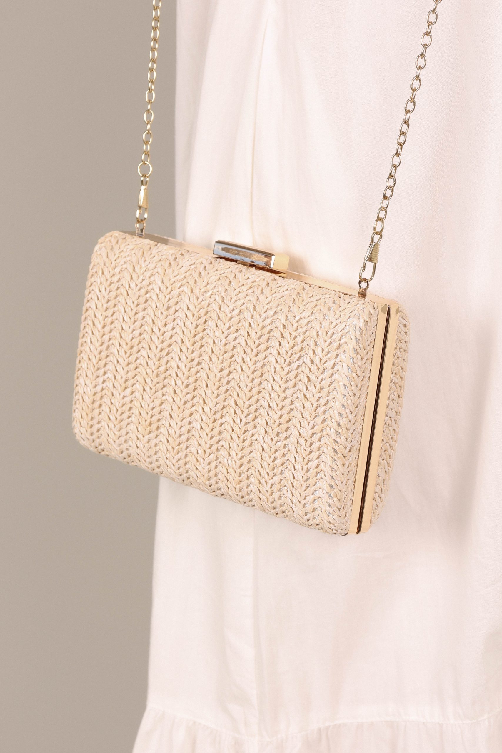 Peyton Straw Clutch - Cream