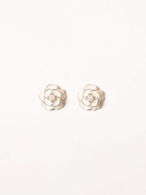 Reina Flower Earrings - Gold White