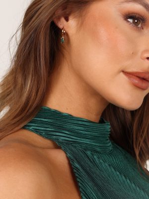 Sadie Drop Earrings - Gold/Emerald